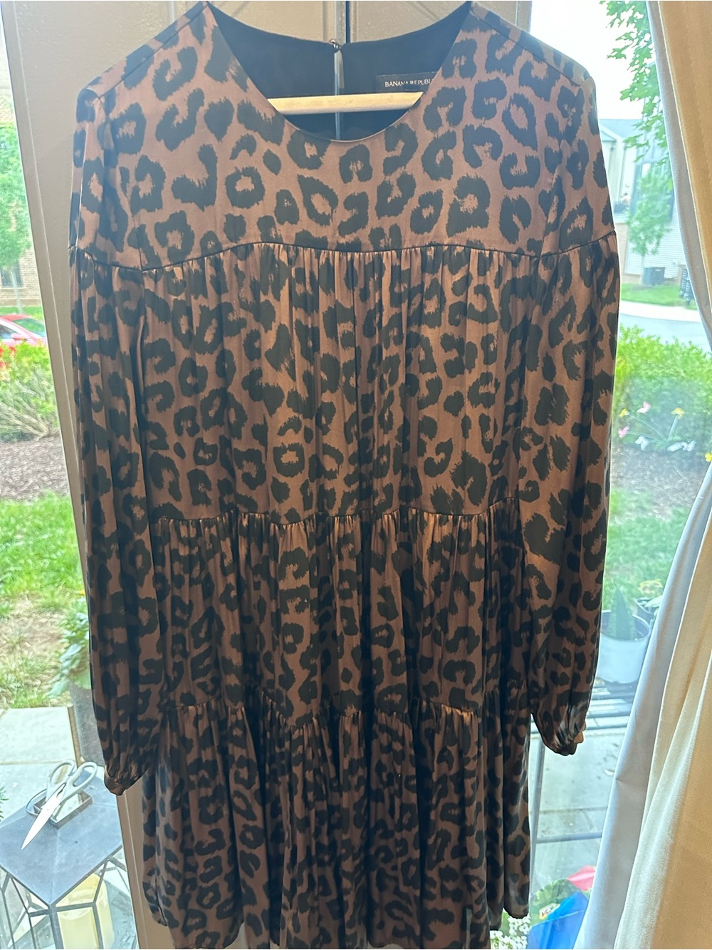 Leopard Print Tiered Babydoll Dress/Tunic – Brown & Black - banana republic